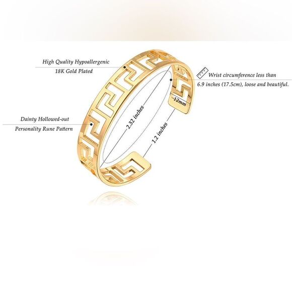 New 18k Gold Bar Bracelet for Women Simple Delicate Cuff Bangle Bracelet - Picture 5 of 6